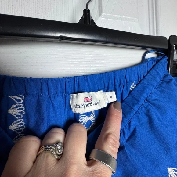 Vineyard Vines Blue Strapless Silk Blend Maxi Dress Ruffle Resort Size 4 - Picture 6 of 7